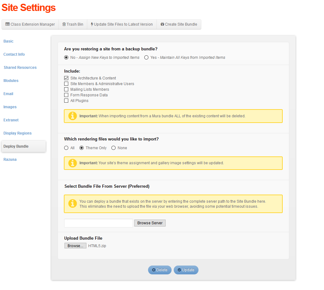 Mura CMS - Deploy theme bundle Mura CMS - Deploy theme bundle